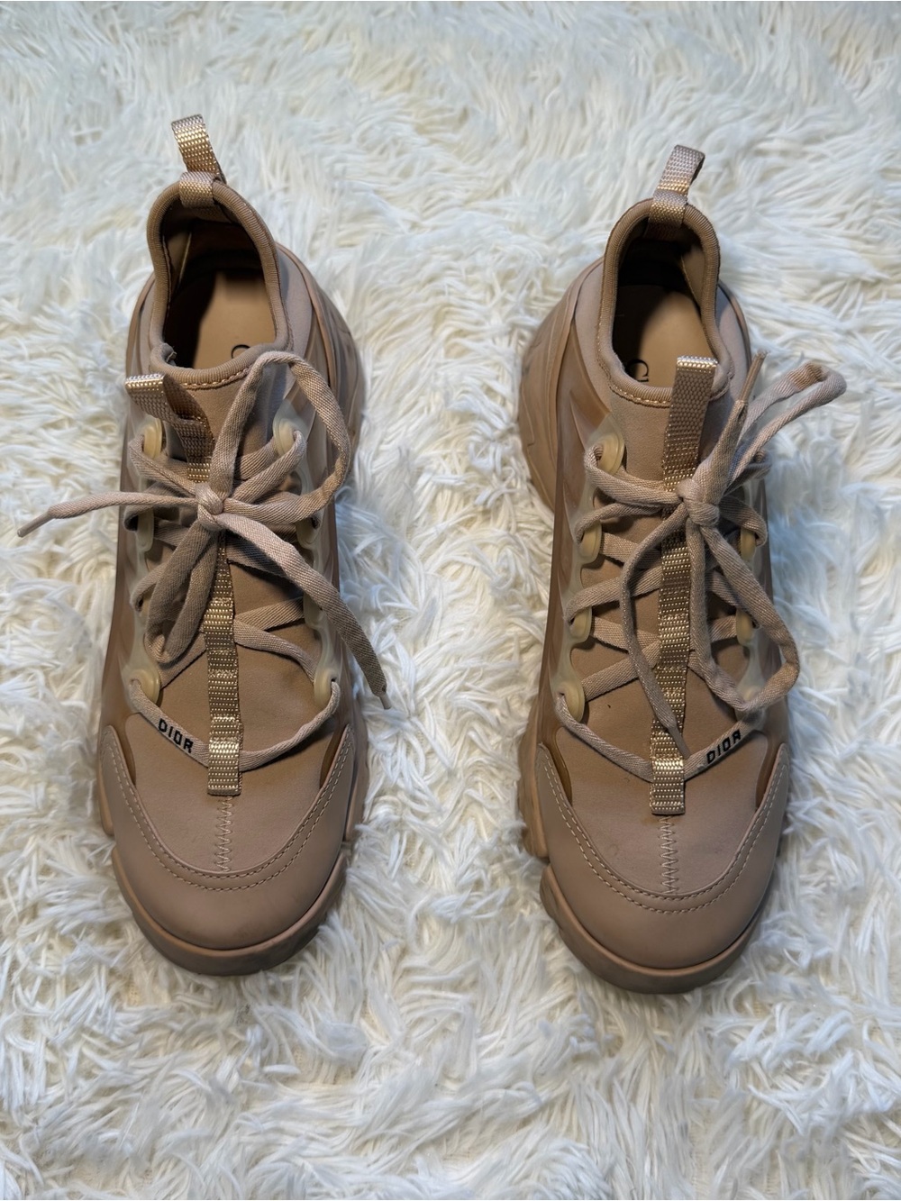 Dior Taupe Lace-Up Chunky Women's Sneakers